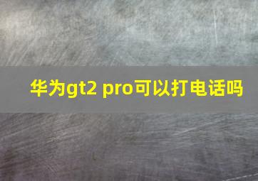 华为gt2 pro可以打电话吗